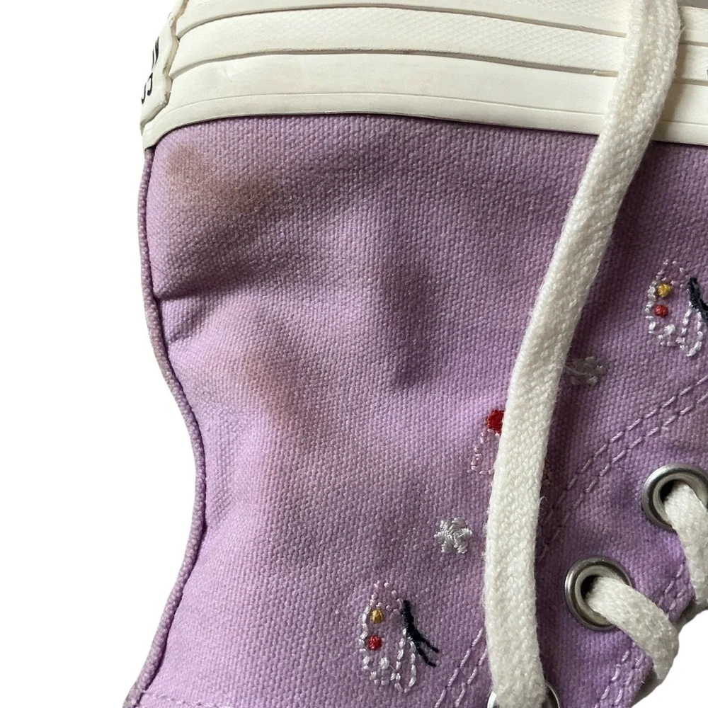 Converse CTAS butterfly wings women’s Sz 6 purple white canvas sneakers HI TOP - Picture 5 of 10